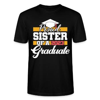 Proud Sister Of A 2023 Graduate Graduation Party - Stanley/Stella CRAFTER Unisex Organic T-Shirt - black - Front - Alina (178cm) & Michal (187cm)