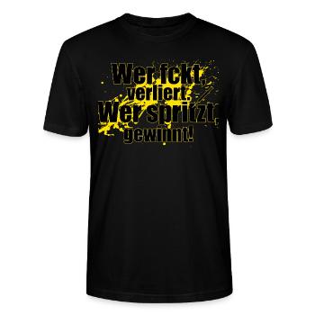Wer spritzt gewinnt! - Stanley/Stella Unisex Bio-T-Shirt CRAFTER - Schwarz - Vorne - Alina (178cm) & Michal (187cm)