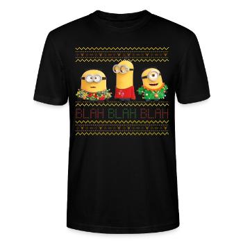 Minions Ugly X-mas Blah - Stanley/Stella Unisex Bio-T-Shirt CRAFTER - Schwarz - Vorne - Alina (178cm) & Michal (187cm)