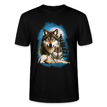 Lune du loup - T-shirt bio CRAFTER Stanley Stella Unisexe - noir - Devant - Alina (178cm) & Michal (187cm)