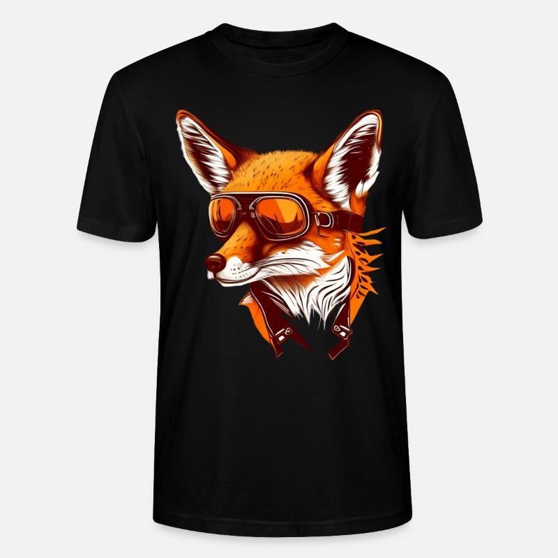 Fuchs mit Fliegerbrille - Stanley/Stella Unisex Bio-T-Shirt CRAFTER - Schwarz