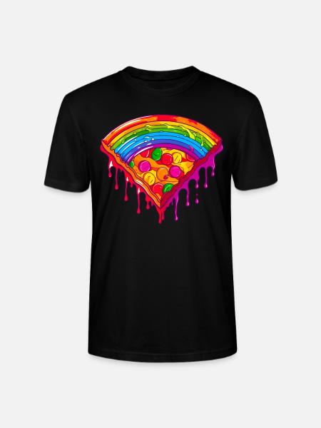 Rainbow Pizza Slice - Stanley/Stella CRAFTER Unisex Organic T-Shirt - black