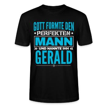 Gerald Name Design - Stanley/Stella Unisex Bio-T-Shirt CRAFTER - Schwarz - Vorne - Alina (178cm) & Michal (187cm)