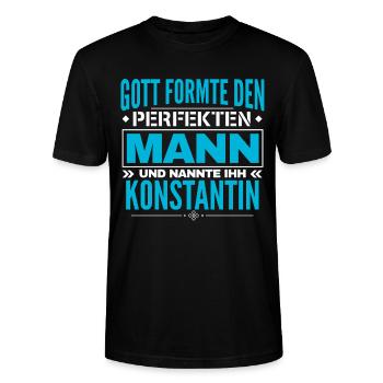 Konstantin Name Design - Stanley/Stella Unisex Bio-T-Shirt CRAFTER - Schwarz - Vorne - Alina (178cm) & Michal (187cm)