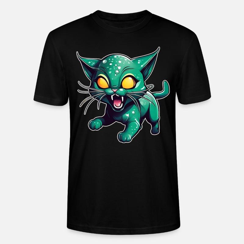 Chat extraterrestre vert - T-shirt bio CRAFTER Stanley Stella Unisexe - noir