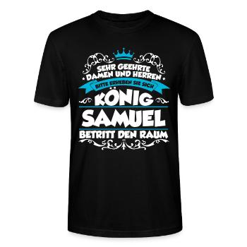 Samuel Name Design - Stanley/Stella Unisex Bio-T-Shirt CRAFTER - Schwarz - Vorne - Alina (178cm) & Michal (187cm)
