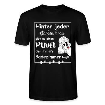 Hinter jedem starken Frauchen steht ein Pudel - Stanley/Stella Unisex Bio-T-Shirt CRAFTER - Schwarz - Vorne - Alina (178cm) & Michal (187cm)