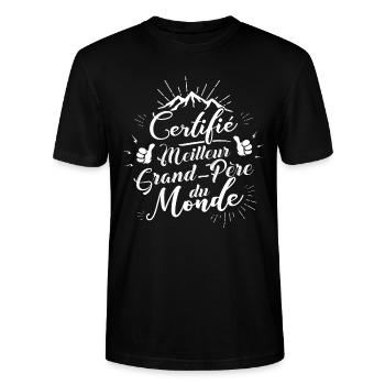 T-shirt pour Papou - Certifié Meilleur Grand-Père - T-shirt bio CRAFTER Stanley Stella Unisexe - noir - Devant - Alina (178cm) & Michal (187cm)