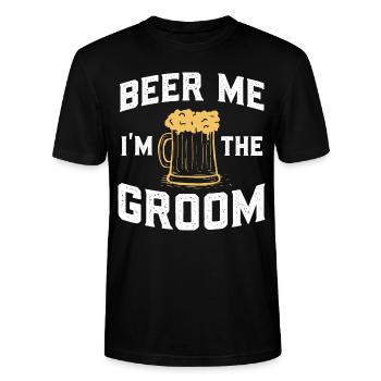 Beer, je suis le marié - Bachelor Party JGA - T-shirt bio CRAFTER Stanley Stella Unisexe - noir - Devant - Alina (178cm) & Michal (187cm)