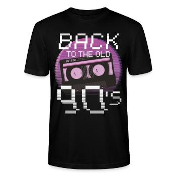 90er Jahre Tshirt - Stanley/Stella Unisex Bio-T-Shirt CRAFTER - Schwarz - Vorne - Alina (178cm) & Michal (187cm)