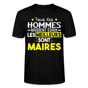 Maire Mairie Métier Citations Humour - T-shirt bio CRAFTER Stanley Stella Unisexe - noir - Devant - Alina (178cm) & Michal (187cm)
