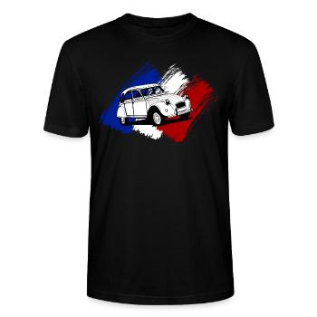 Citroën 2CV Ente Französische Flagge - Stanley/Stella Unisex Bio-T-Shirt CRAFTER - Schwarz - Vorne - Alina (178cm) & Michal (187cm)