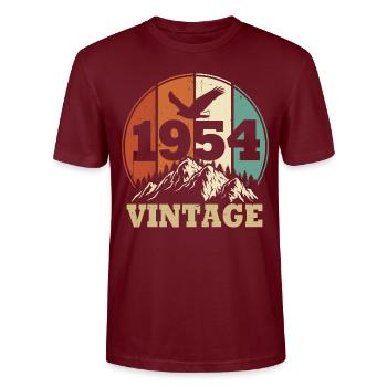 Jahrgang 1954 - Stanley/Stella Unisex Bio-T-Shirt CRAFTER - Burgunderrot - Vorne - Alina (178cm) & Michal (187cm)