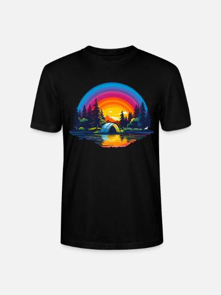 Camping arc-en-ciel - T-shirt bio CRAFTER Stanley Stella Unisexe - noir
