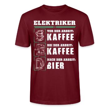 My daily routine as an electrician - Stanley/Stella CRAFTER Unisex Organic T-Shirt - burgundy - Front - Alina (178cm) & Michal (187cm)