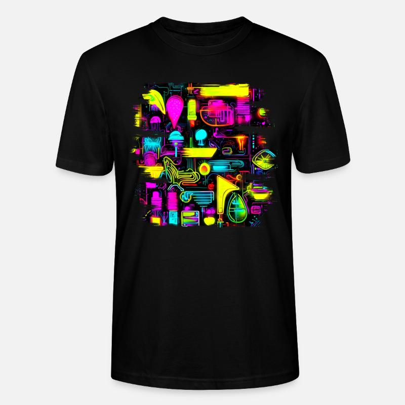 Neon Creative Cyberglow Modern Style - Stanley/Stella CRAFTER Unisex Organic T-Shirt - black