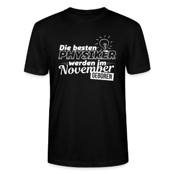 Physique - étudiant en physique - Novembre - Cadeau - T-shirt bio CRAFTER Stanley Stella Unisexe - noir - Devant - Alina (178cm) & Michal (187cm)