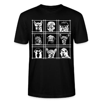 Lama Alpaca Alpaka Tiere Geschenk Idee - Stanley/Stella Unisex Bio-T-Shirt CRAFTER - Schwarz - Vorne - Alina (178cm) & Michal (187cm)