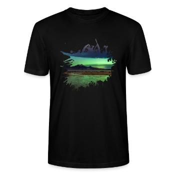 Nordpool Polarlicht Farbfleck - Stanley/Stella Unisex Bio-T-Shirt CRAFTER - Schwarz - Vorne - Alina (178cm) & Michal (187cm)