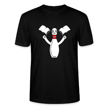 Bowling Pin Kegel mit Fahne - Stanley/Stella Unisex Bio-T-Shirt CRAFTER - Schwarz - Vorne - Alina (178cm) & Michal (187cm)