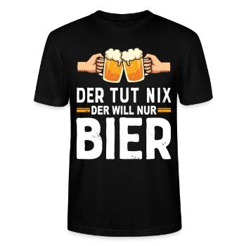 Der tut nix der will nur Bier trinken - Stanley/Stella Unisex Bio-T-Shirt CRAFTER - Schwarz - Vorne - Alina (178cm) & Michal (187cm)