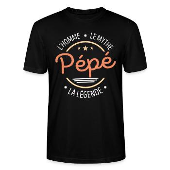 Pépé l'homme le mythe la légende pepe cadeau - T-shirt bio CRAFTER Stanley Stella Unisexe - noir - Devant - Alina (178cm) & Michal (187cm)