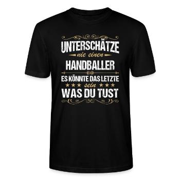 Handball Handballer Handballspieler Spruch - Stanley/Stella Unisex Bio-T-Shirt CRAFTER - Schwarz - Vorne - Alina (178cm) & Michal (187cm)