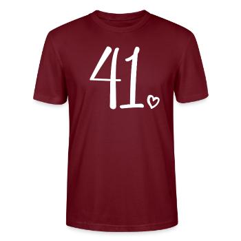 Niedliche Nummer 41, 41 Jahre alt, 41. Geburtstagsgeschenk - Stanley/Stella Unisex Bio-T-Shirt CRAFTER - Burgunderrot - Vorne - Alina (178cm) & Michal (187cm)