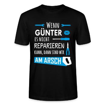 Lustiger Heimwerker und Handwerker Spruch Günter - Stanley/Stella Unisex Bio-T-Shirt CRAFTER - Schwarz - Vorne - Alina (178cm) & Michal (187cm)