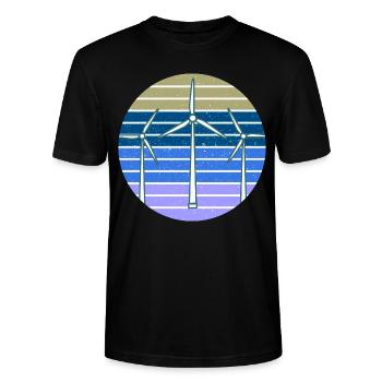 Sunset Wind Turbine - Stanley/Stella CRAFTER Unisex Organic T-Shirt - black - Front - Alina (178cm) & Michal (187cm)