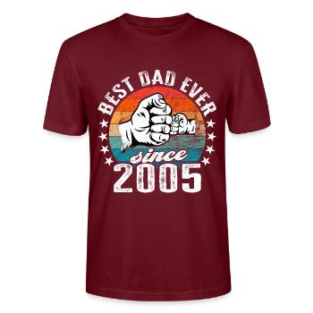 Meilleur papa du monde depuis 2005 - T-shirt bio CRAFTER Stanley Stella Unisexe - bordeaux - Devant - Alina (178cm) & Michal (187cm)
