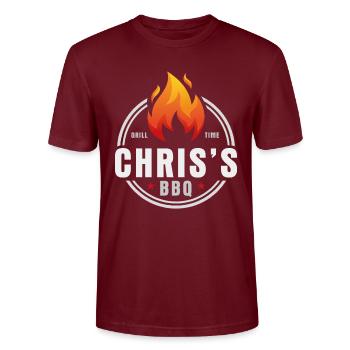 Chris' BBQ - Stanley/Stella Unisex Bio-T-Shirt CRAFTER - Burgunderrot - Vorne - Alina (178cm) & Michal (187cm)