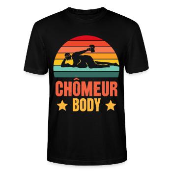 chômeur body - T-shirt bio CRAFTER Stanley Stella Unisexe - noir - Devant - Alina (178cm) & Michal (187cm)