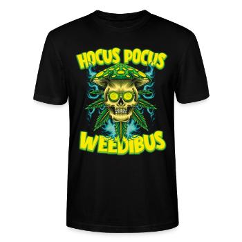 Hocus Pocus Weedibus - 420 Blaze Motif - Stanley/Stella CRAFTER Unisex Organic T-Shirt - black - Front - Alina (178cm) & Michal (187cm)
