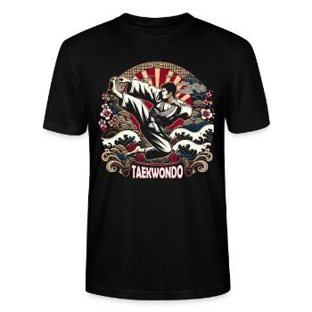 Taekwondo Kick - Stanley/Stella Unisex Bio-T-Shirt CRAFTER - Schwarz - Vorne - Alina (178cm) & Michal (187cm)