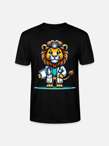 Cute Lion Doctor - Stanley/Stella CRAFTER Unisex Organic T-Shirt - black