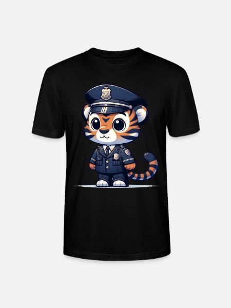 Cute Tiger Police Officer - Stanley/Stella CRAFTER Unisex Organic T-Shirt - black