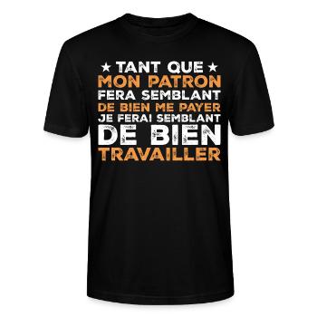 Citation Travail Collègue Humour - T-shirt bio CRAFTER Stanley Stella Unisexe - noir - Devant - Alina (178cm) & Michal (187cm)