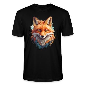 Fox Cartoon Portrait Cool Colorful - Stanley/Stella CRAFTER Unisex Organic T-Shirt - black - Front - Alina (178cm) & Michal (187cm)