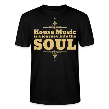 House Music Is A Journey Into The Soul Festival - Stanley/Stella CRAFTER Unisex Organic T-Shirt - black - Front - Alina (178cm) & Michal (187cm)