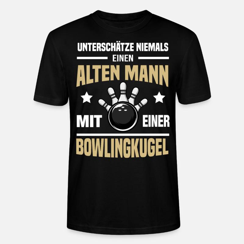 Bowling Alter Mann - Stanley/Stella Unisex Bio-T-Shirt CRAFTER - Schwarz