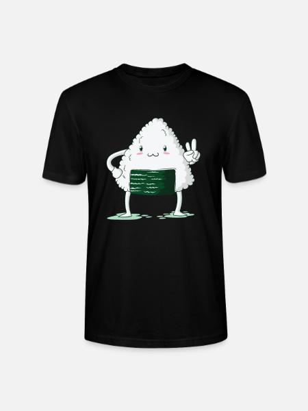 Onigiri shows peace signs - Stanley/Stella CRAFTER Unisex Organic T-Shirt - black