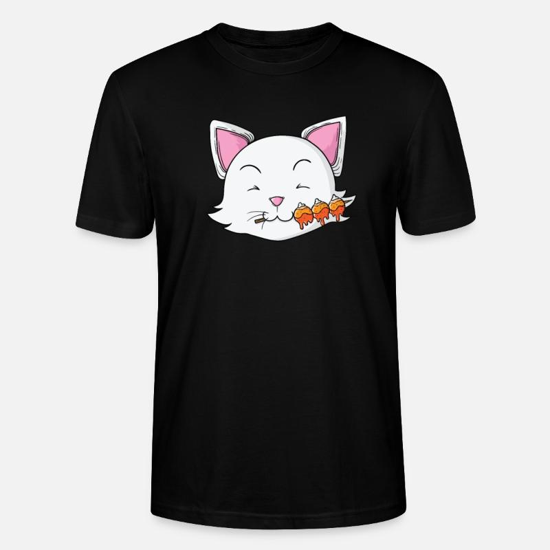 Cat eats dango rice dumplings - Stanley/Stella CRAFTER Unisex Organic T-Shirt - black