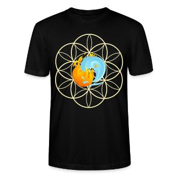 Yin Yang et la fleur de vie - Fleur de vie - T-shirt bio CRAFTER Stanley Stella Unisexe - noir - Devant - Alina (178cm) & Michal (187cm)