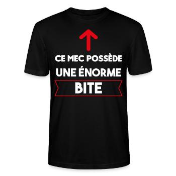 cadeau marrant mec énorme bite tebi zob penis - T-shirt bio CRAFTER Stanley Stella Unisexe - noir - Devant - Alina (178cm) & Michal (187cm)