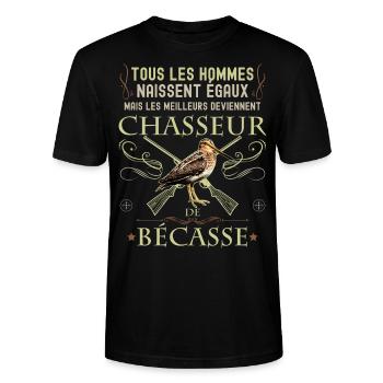 Humour Chasseurs de bécasse - T-shirt bio CRAFTER Stanley Stella Unisexe - noir - Devant - Alina (178cm) & Michal (187cm)