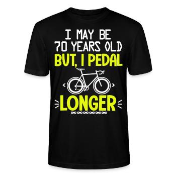 70 år gammal jubileumscykling 70 år - Ekologisk T-shirt CRAFTER unisex från Stanley/Stella - svart - Fram - Alina (178cm) & Michal (187cm)