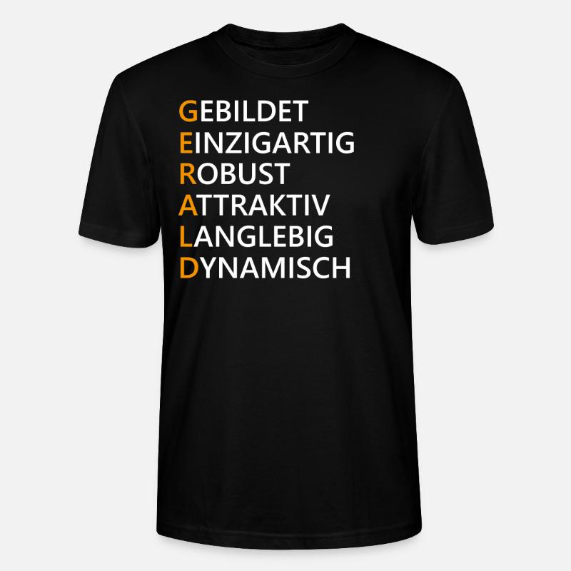 Gerald Name Geschenk - Stanley/Stella Unisex Bio-T-Shirt CRAFTER - Schwarz