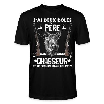 Pere et chasseur de sanglier - T-shirt bio CRAFTER Stanley Stella Unisexe - noir - Devant - Alina (178cm) & Michal (187cm)