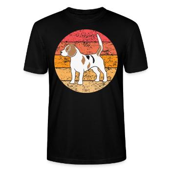 Beagle Dog Lovers Retro Vintage Cadeau - T-shirt bio CRAFTER Stanley Stella Unisexe - noir - Devant - Alina (178cm) & Michal (187cm)